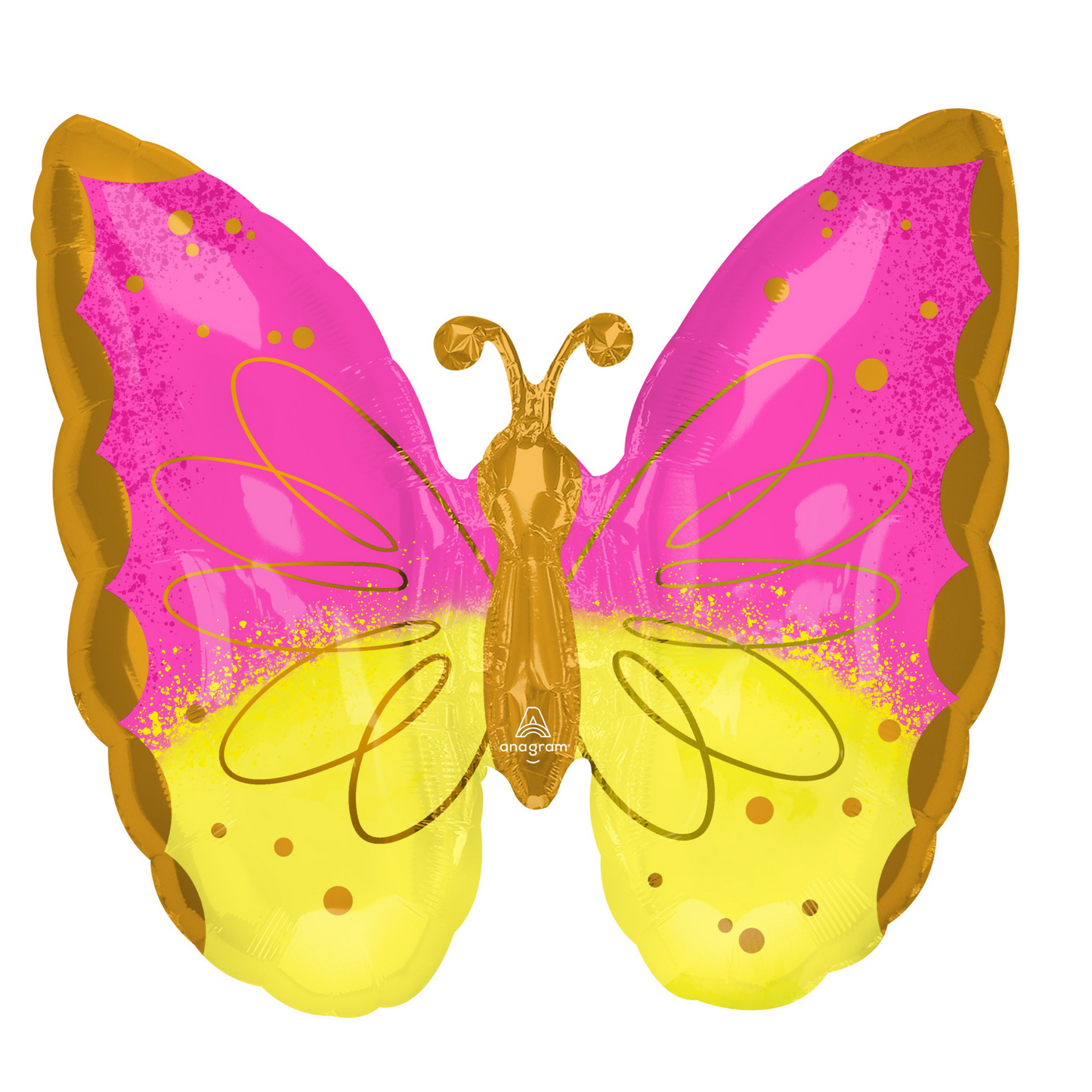 25" SuperShape Pink And Yellow Butterfly Balloon