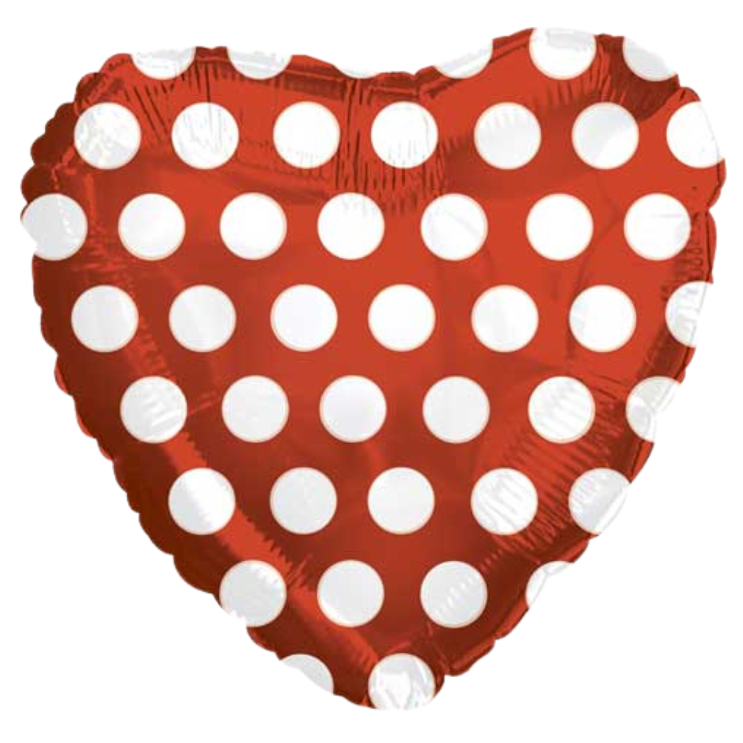 18" Red With White Dots Foil Balloons