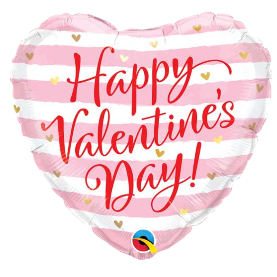 18" Valentine Pink Stripes Foil Balloons