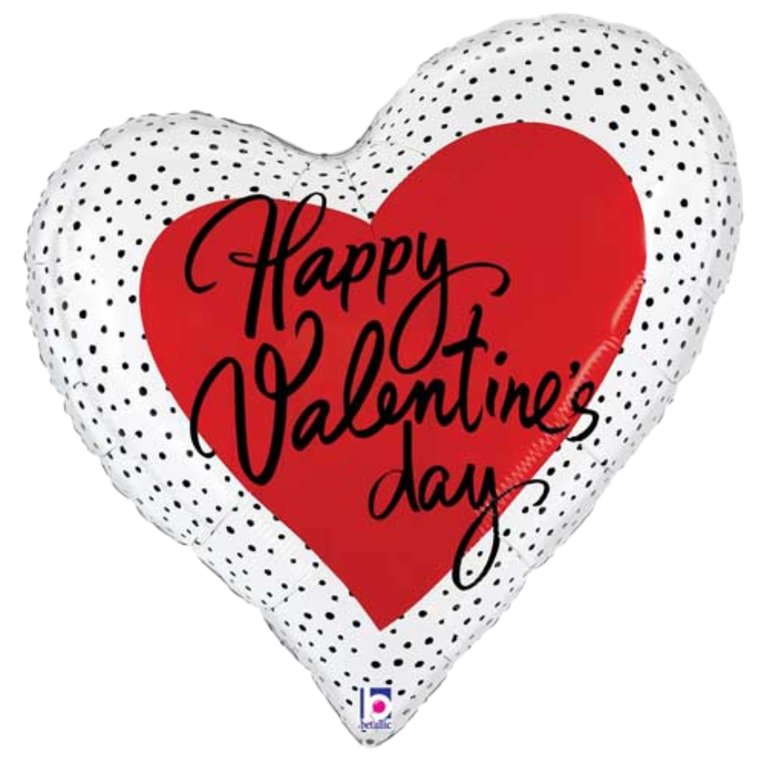 28" Valentine Dots Heart Jumbo Foil Balloon