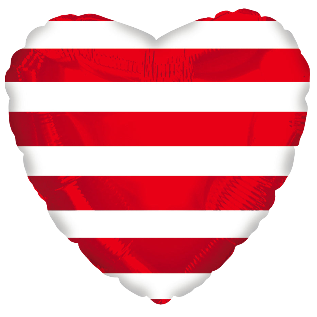18" White and Red Stripes Heart
