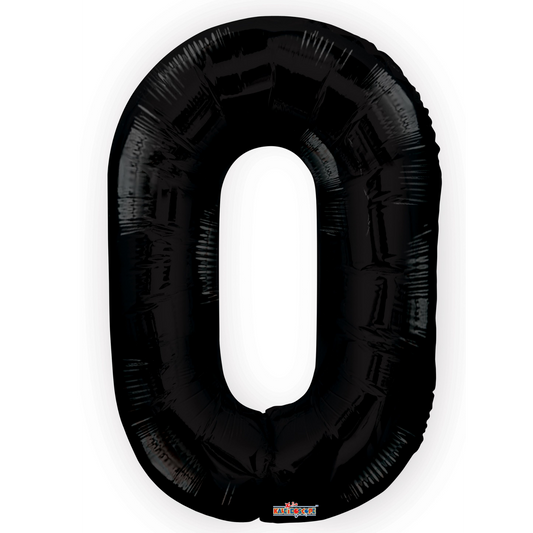 34" Black Number 0 Balloon