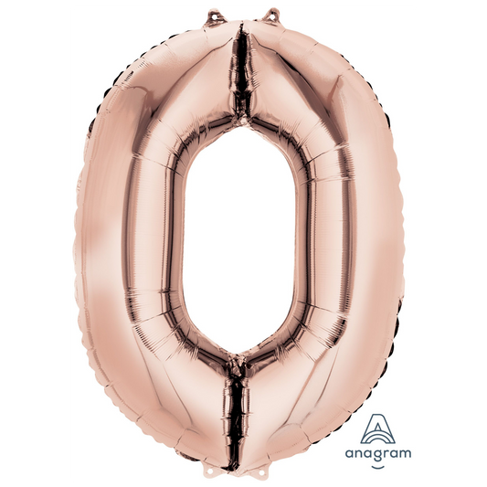 34" Rose Gold Number 0 Balloon