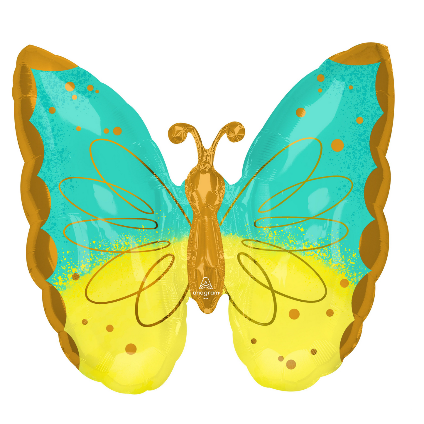 25" SuperShape Mint And Yellow Butterfly Balloon