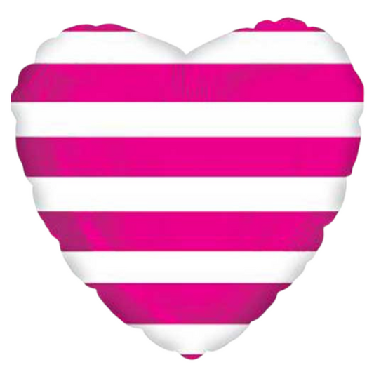 17" Hot Pink Stripes Heart Foil Balloons