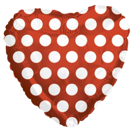 18" Red With White Dots Foil Balloons