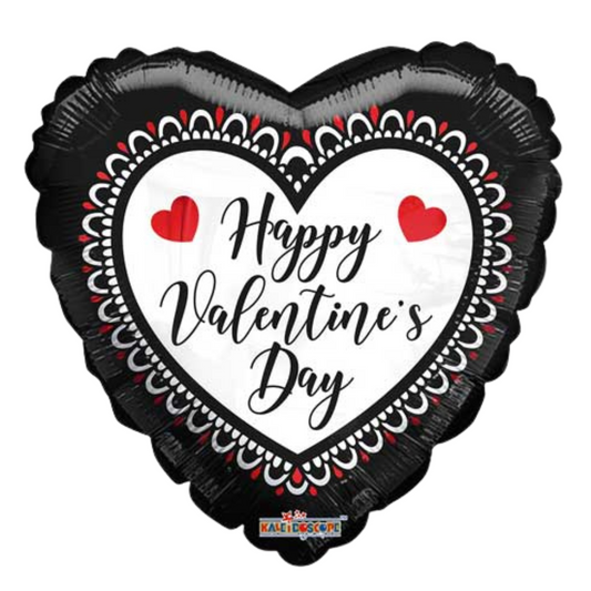 18" Valentine Black & White Foil Balloons