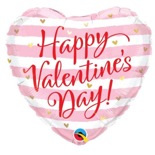 18" Valentine Pink Stripes Foil Balloons