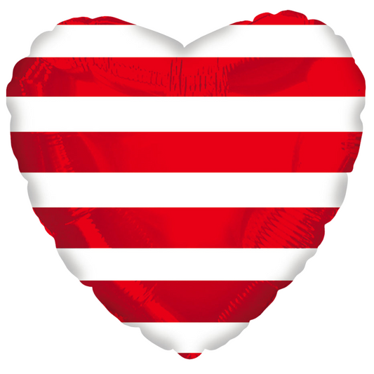 18" White and Red Stripes Heart