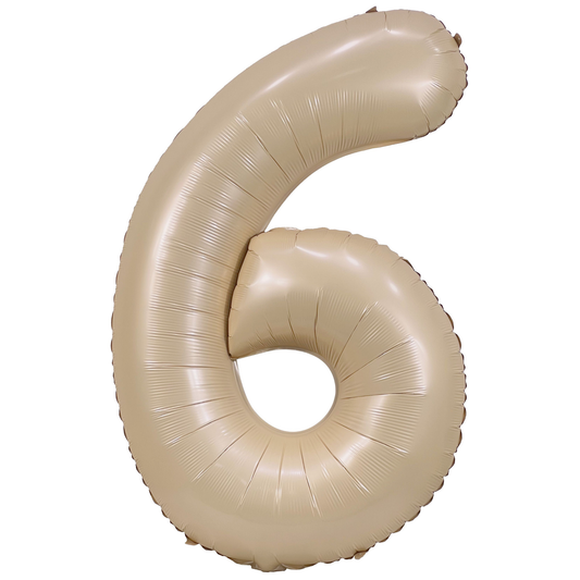 34" Cream Number 6 Balloon