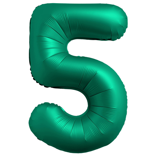 34" Chrome Green Number 5 Balloon