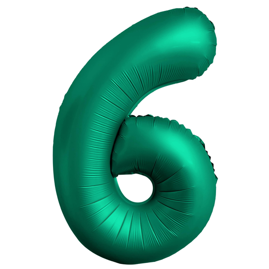 34" Chrome Green Number 6 Balloon