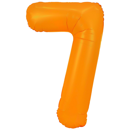 34" Neon Orange  Number 7 Balloon
