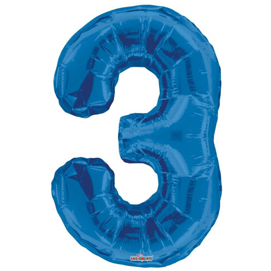 34" Royal Blue Number 3 Balloon