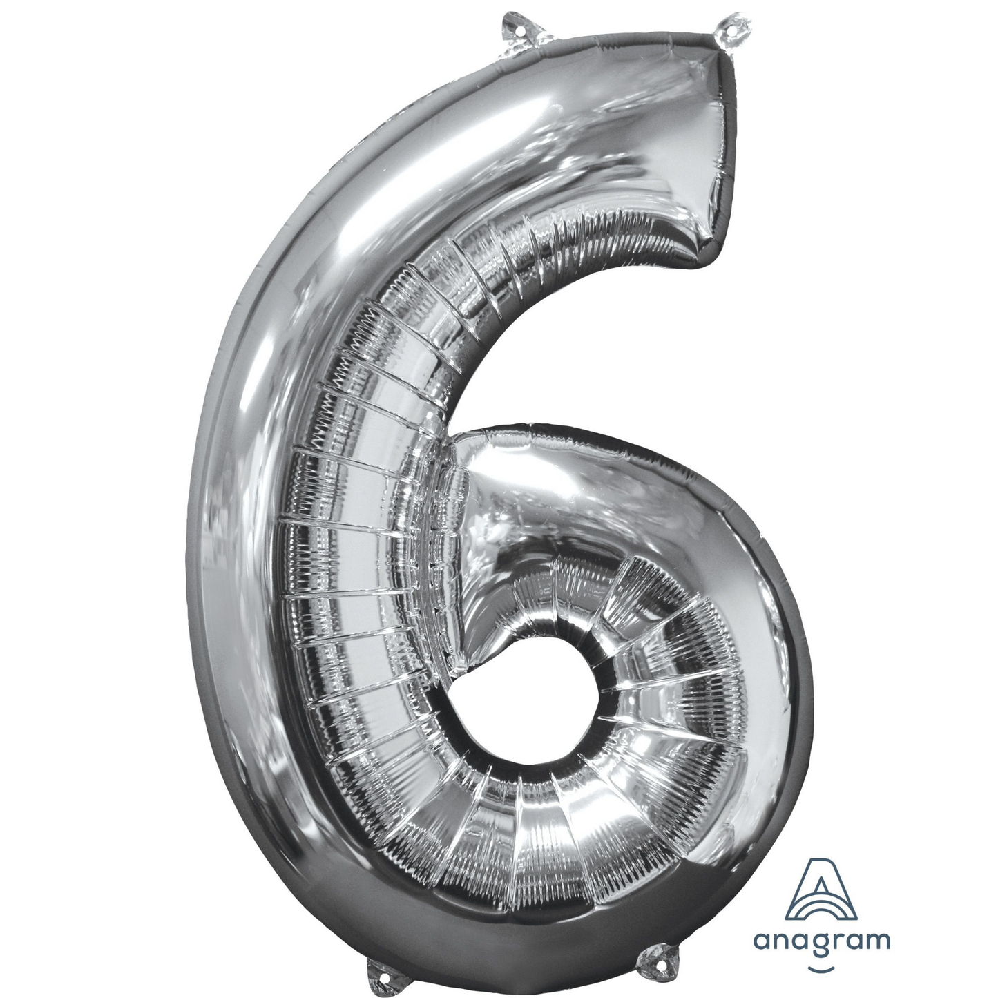 34" Silver Number 6 Balloon