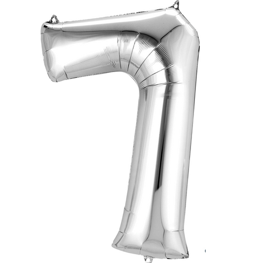 34" Silver Number 7 Balloon