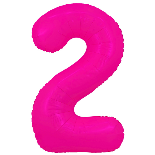 34" Neon Pink  Number 2 Balloon