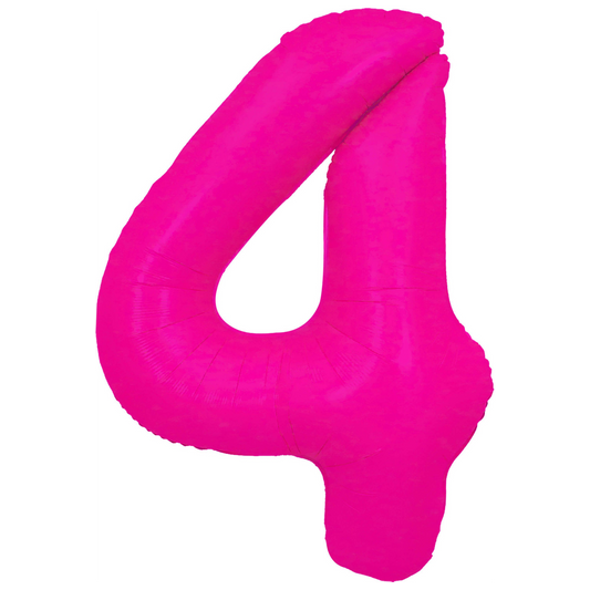 34" Neon Pink  Number 4 Balloon
