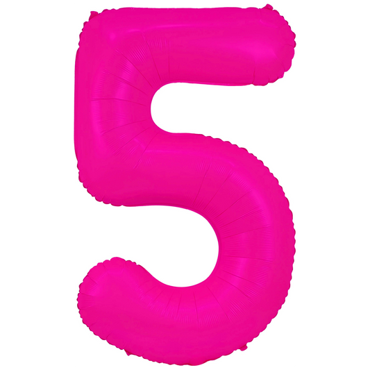 34" Neon Pink  Number 5 Balloon
