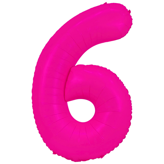 34" Neon Pink  Number 6 Balloon