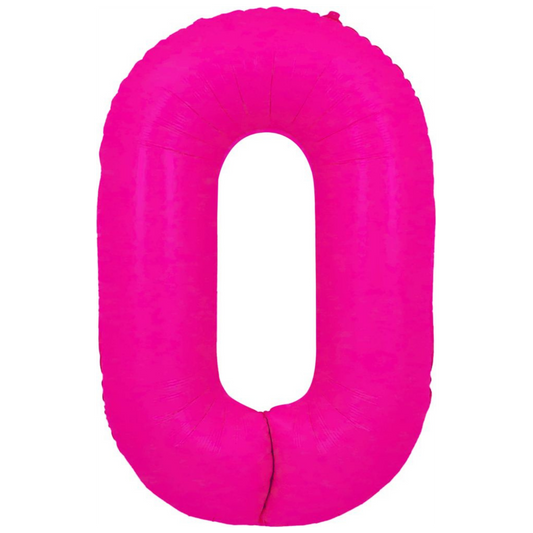 34" Neon Pink  Number 0 Balloon
