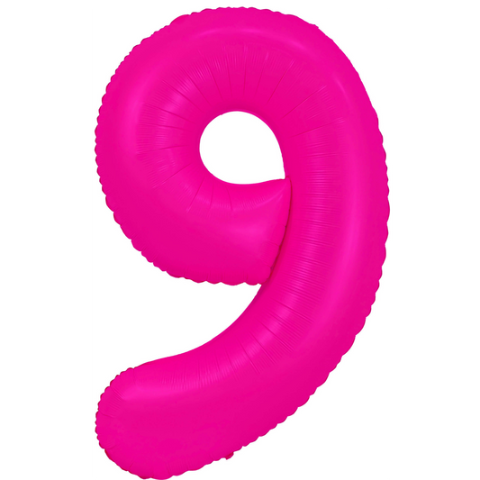 34" Neon Pink  Number 9 Balloon