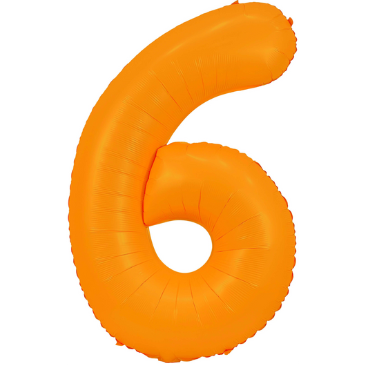34" Neon Orange  Number 6 Balloon