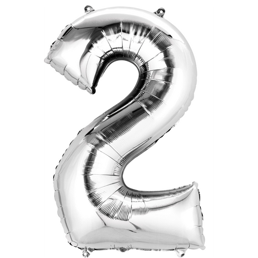 34" Silver Number 2 Balloon