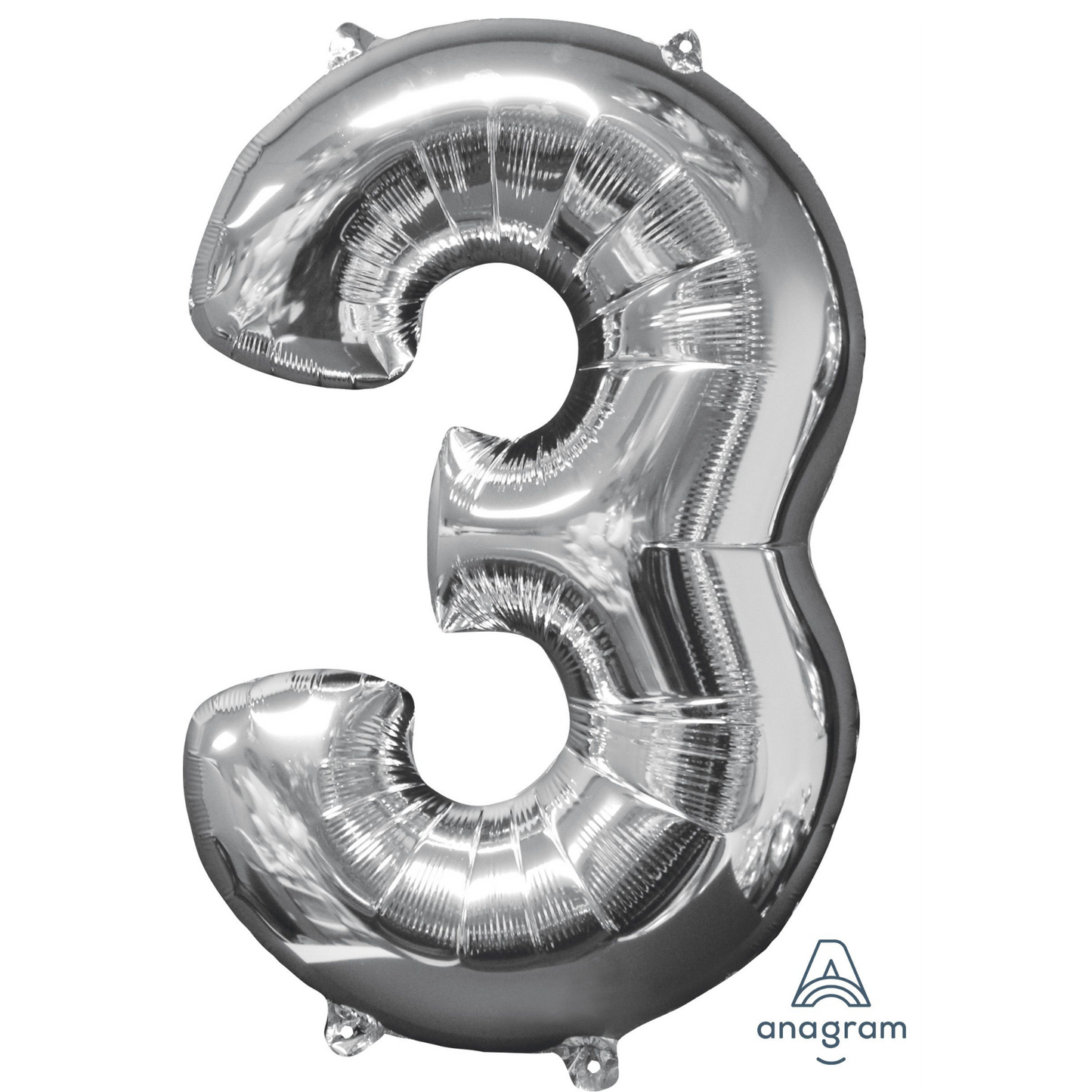 34" Silver Number 3 Balloon