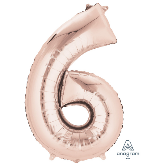 34" Rose Gold Number 6 Balloon