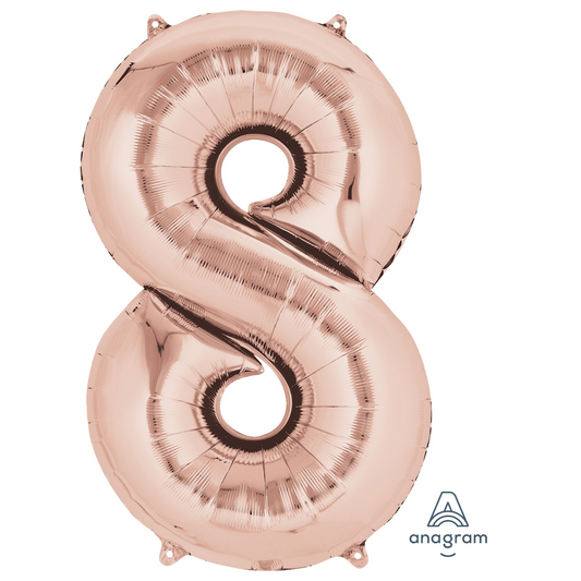 34" Rose Gold Number 8 Balloon