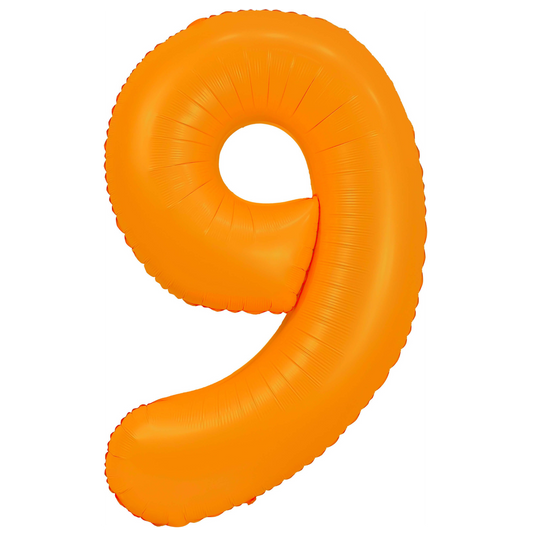 34" Neon Orange  Number 9 Balloon