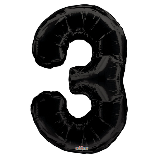 34" Black Number 3 Balloon