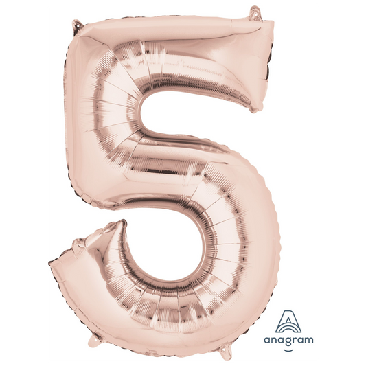 34" Rose Gold Number 5 Balloon