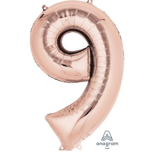 34" Rose Gold Number 9 Balloon