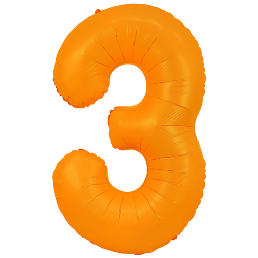 34" Neon Orange  Number 3 Balloon
