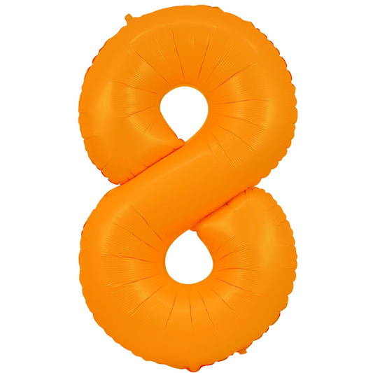 34" Neon Orange  Number 8 Balloon