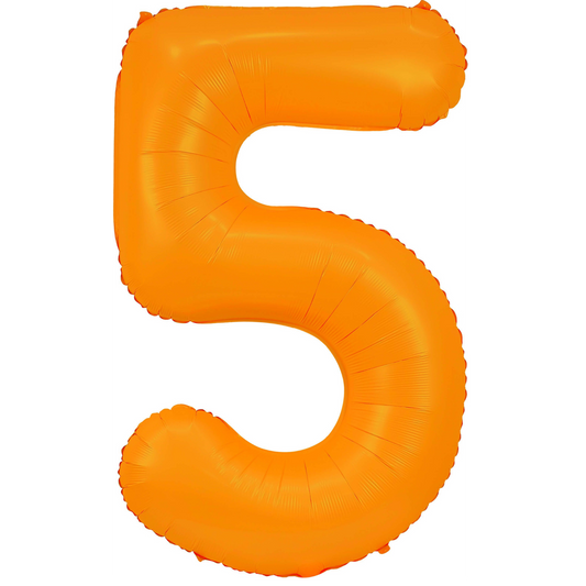 34" Neon Orange  Number 5 Balloon