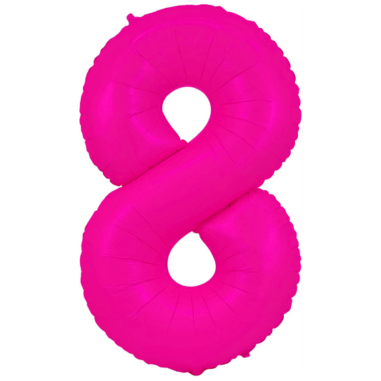 34" Neon Pink  Number 8 Balloon